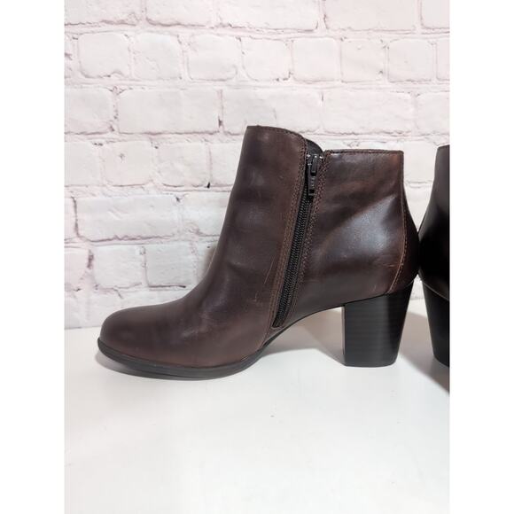 Born Alter Cognac Brown Leather Ankle Boot Women's Size 9.5 Side Zip EUC - Picture 9 of 14